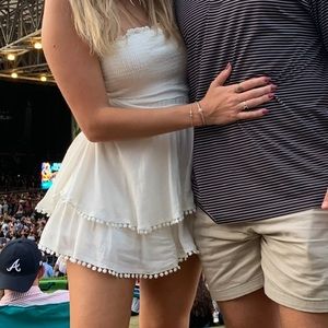 Strapless white romper